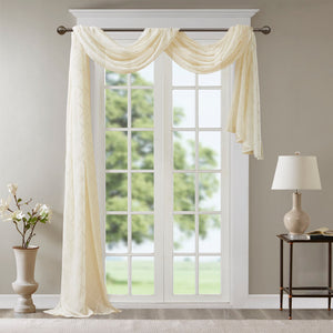 JLA Home Madison Park - Diamond Sheer Embroidered Window Scarf — Lightweight Diamond Motif Sheer Valance to Soften Light & Add Texture MP40-4938