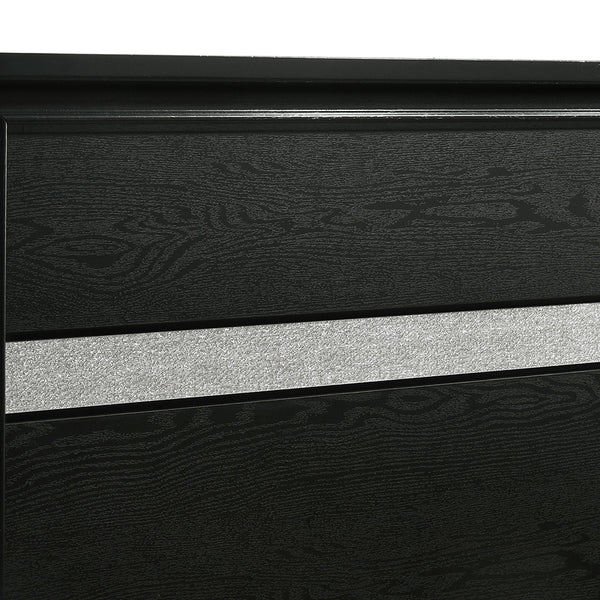 English Elm Annie Black 4-Piece Twin Bedroom Set - Modern Glamour With Storage & Crystal Accents For Teens B062S01352
