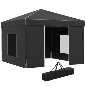 English Elm Outsunny 9.7' X 9.7' Portable Pop-Up Canopy Tent With Sidewalls, Mesh Windows & Carry Bag For Events W2225P200767-GIGA