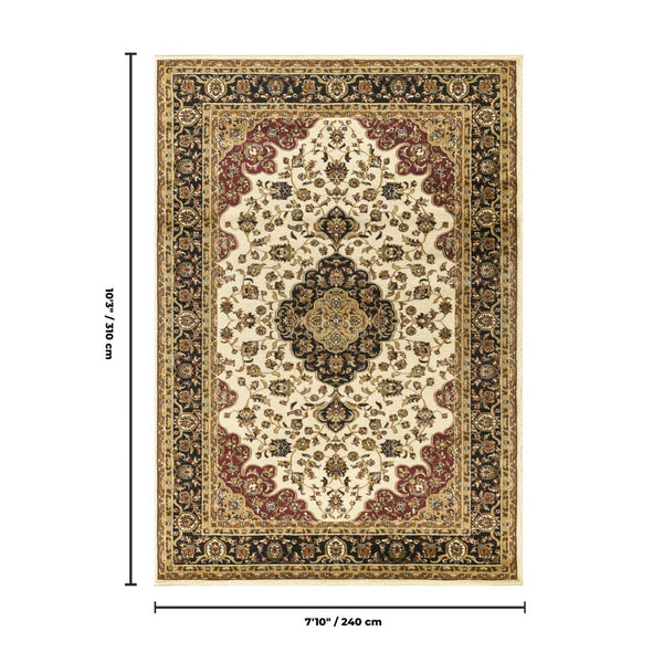 English Elm Classic Cream Medallion Area Rug Traditional Ornate Pattern for Living or Dining Rooms B186P452231