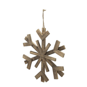 English Elm 17.7" Large Fir Wood Snowflake Ornaments Set of 2 — Rustic 18" Holiday Hanging Decor for Tree & Wall (Durable Gift) W2078P257523