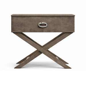 English Elm Xavier Washed Gray Wood Nightstand with Embossed Drawer and Nickel Hardware B078P474885