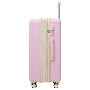 English Elm Luggage 5 Piece Hardside Abs Set with Front Access Carry on and Tsa Spinner Wheels Light Pink N732P391579U