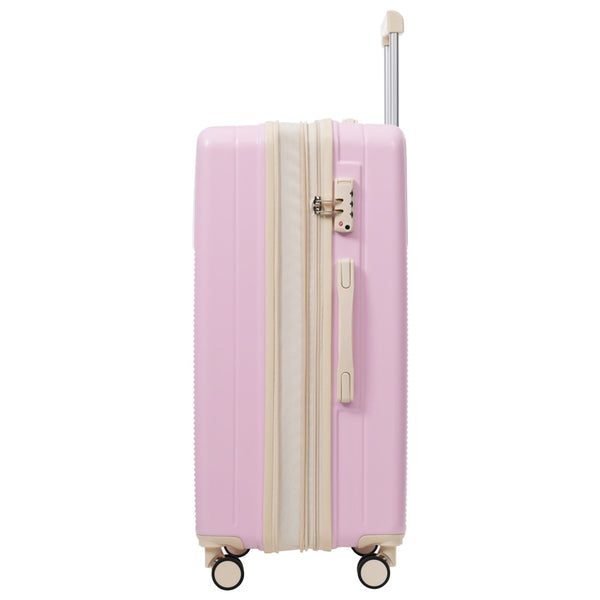 English Elm Luggage 5 Piece Hardside Abs Set with Front Access Carry on and Tsa Spinner Wheels Light Pink N732P391579U