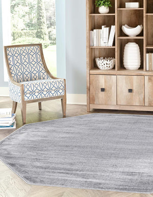 Unique Loom Finsbury Kate Machine Made Solid Rug Gray, Ivory 7' 10" x 7' 10"