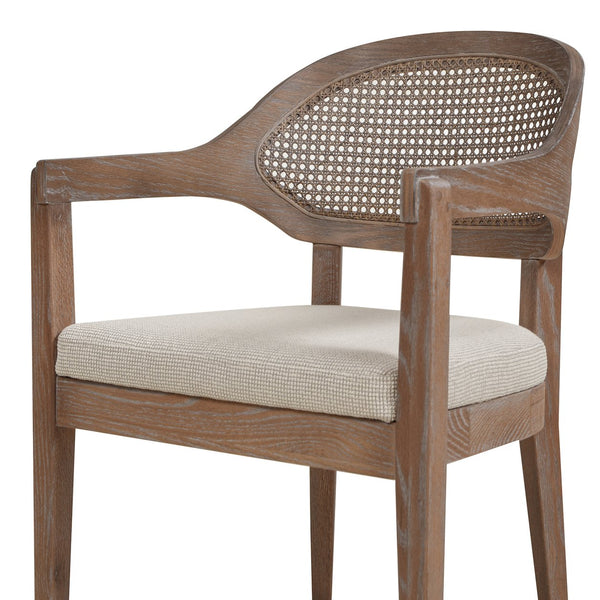 English Elm Jennifer Taylor Home - Americana Mid-Century Modern Cane Back Dining Chair - Taupe Beige Upholstery & Oak Frame Design B2719P238360