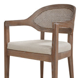 English Elm Americana Mid-Century Modern Cane Back Dining Chair, Taupe Beige Textured Weave