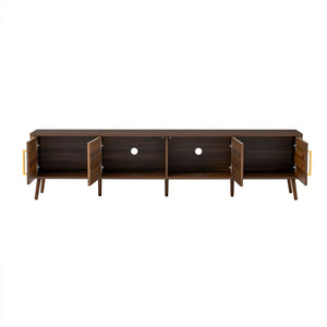 English Elm 78 Inch Walnut Entertainment Center Fluted Doors Solid Wood Legs for Living Room N710P372559P