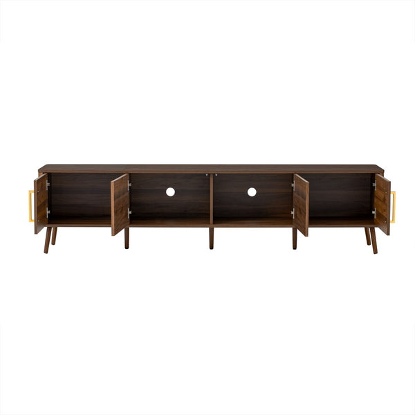 English Elm 78 Inch Walnut Entertainment Center Fluted Doors Solid Wood Legs for Living Room N710P372559P
