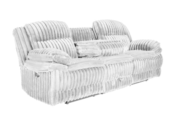 English Elm Manual Motion Loveseat Recliner with Plush Fur-Like Corduroy, Center Console, Cup Holders & Storage Light Gray 33 L x 94 W x 28 H B089P296901