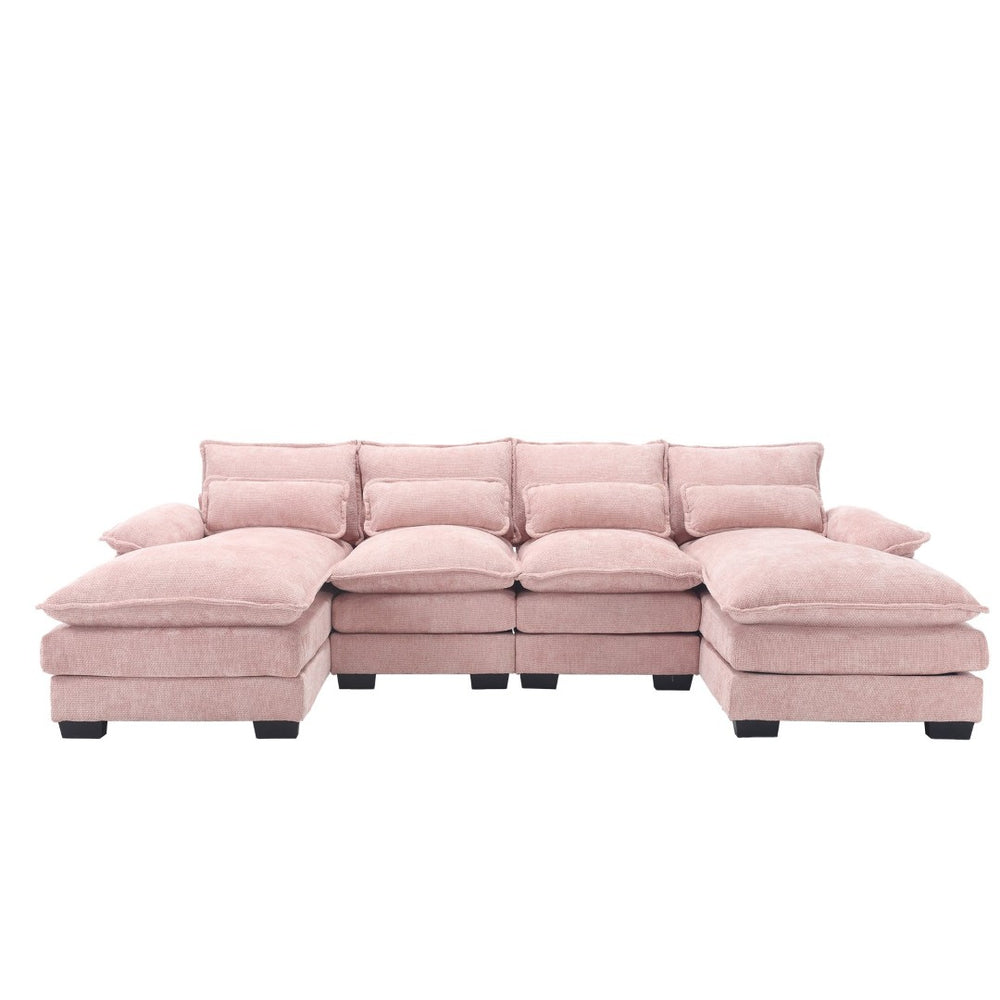 English Elm United We Win U-Shaped Sectional Sofa - Oversized Chenille 4-Seater With Solid Wood Frame & Comfort W1568S00136-GIGA