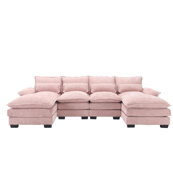 English Elm United We Win U-Shaped Sectional Sofa - Oversized Chenille 4-Seater With Solid Wood Frame & Comfort W1568S00136-GIGA