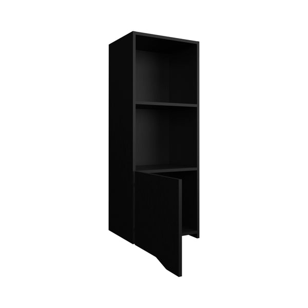 English Elm Wall Cabinet Hopewell Black — Wall-Mounted Engineered Wood Shelf & Concealed Cabinet for Living Room Storage and Display B092P238701
