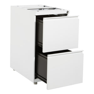 OSP Home Furnishings 22" Under Desk Pedestal with Locking Drawers Ball Bearing Slides and Adjustable Glides PTO22FF-WH