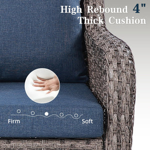 English Elm Jb Outdoor Swivel Rocker Chair Set with Pe Rattan Weave and Tempered Glass Side Table W5382S00010
