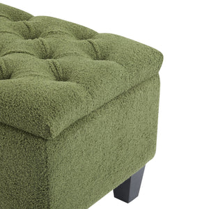 English Elm Christopher Knight Home® - Ottoman tufted storage bench with boucle cushion, diamond stitch elegance, soft-close lid, sturdy legs Green N779P294331G