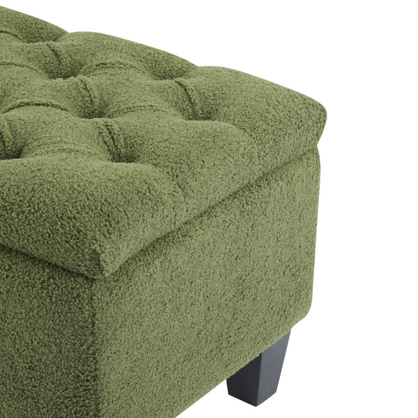 English Elm Christopher Knight Home® - Ottoman tufted storage bench with boucle cushion, diamond stitch elegance, soft-close lid, sturdy legs Green N779P294331G