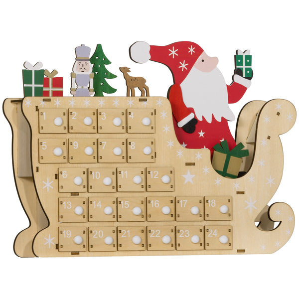 English Elm Homcom Reusable Wooden Christmas Advent Calendar With 24 Drawers For Holiday Treats & Joyful Surprises W2225P249695