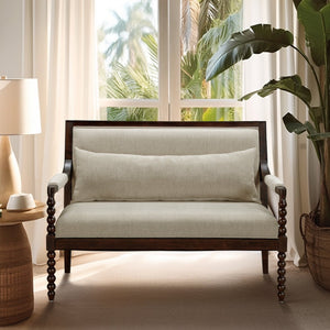JLA Home Martha Stewart - Loveseat Philippe from Lily Pond Collection — Solid Rubberwood Frame, Luxurious Upholstery, Turned-Wood Elegance MT106-1205