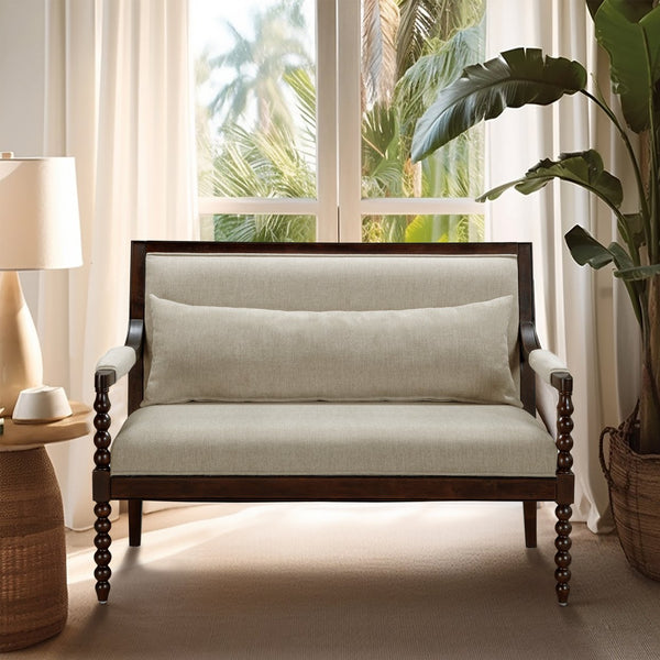 JLA Home Martha Stewart - Loveseat Philippe from Lily Pond Collection — Solid Rubberwood Frame, Luxurious Upholstery, Turned-Wood Elegance MT106-1205