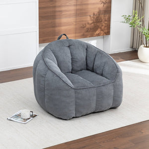 English Elm Giant Corduroy Bean Bag with Armrests Shredded Foam Lounge Chair for Living Room Dark Gray W2200P442623