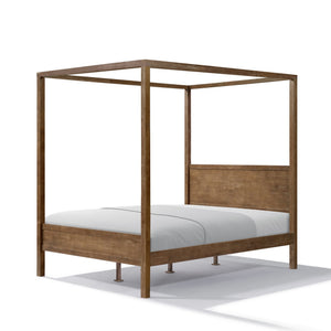 English Elm Christopher Knight Home® - Queen Solid Antique Oak Canopy Bed Frame with High-Density Slats, 800lb Support & 10" Storage Clearance N758Q877980N