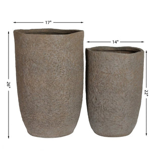 English Elm Round Concrete Sculptural Planter Duo Handcrafted Porous Finish Patio Garden Home W347P465319