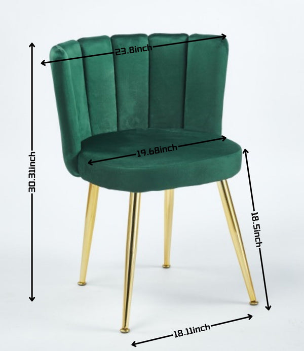 English Elm Modern Velvet Dining Chair with Golden Metal Legs — Ergonomic Plush Seat, Stylish Café & Home Accent Green W234P256815