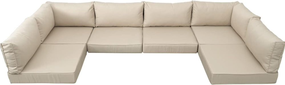 English Elm Outdoor Deep Seat Sectional Replacement Cushions Fade Resistant Polyester Set Beige W419P187679
