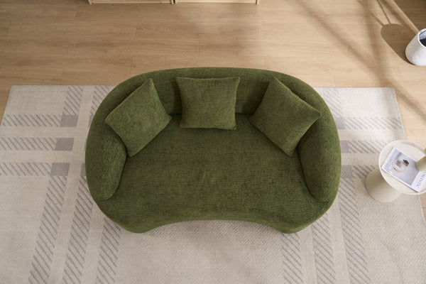 English Elm Ly-049s Curved Chenille Loveseat with Boneless Frame for Modern Living Spaces Green W2231P402441