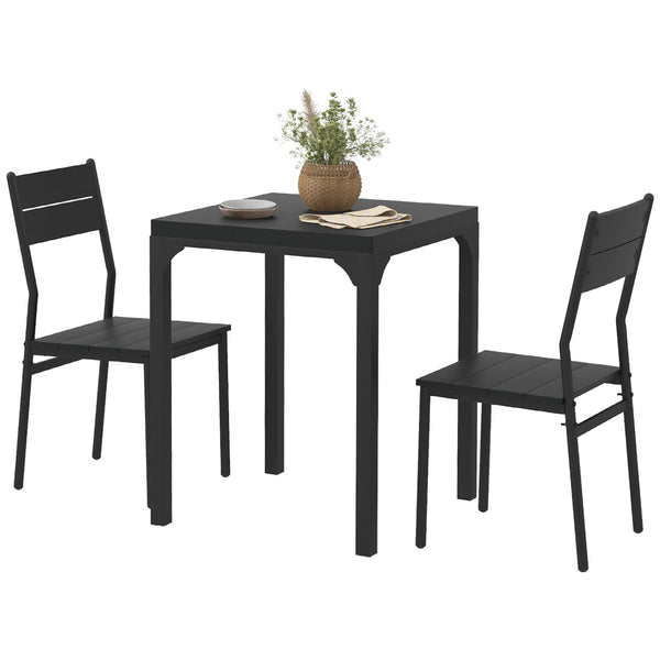 English Elm Homcom 3 Piece Dining Table Set For 2, Modern Black Space-Saving Kitchen Set For Small Homes W2225P217144