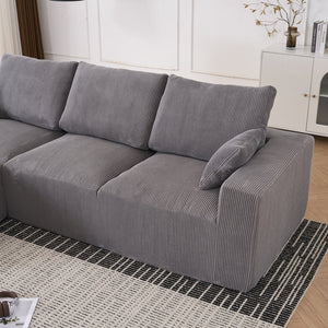 English Elm Boneless 113" U-Shaped Cloud Sectional Sofa in Gray Corduroy - No Assembly, Full-Foam Comfort Sleeper W3401P338847