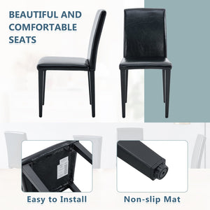 English Elm Four Black Pu Leather Dining Chairs with Steel Legs for Modern Industrial Kitchens W1151P372919