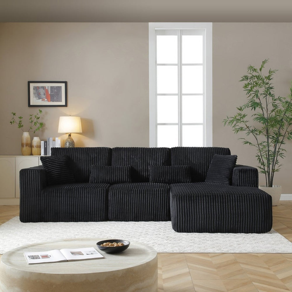 English Elm 109'' Modular L-shape Sectional Deep Seat Corduroy Couch for Living Room Lounge W1117S00304