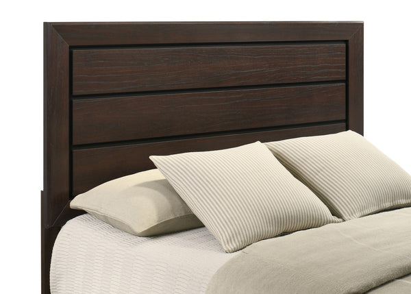 English Elm Carina Queen Bedroom Set Grey Oak Paneled Headboard Nickel Hardware Five Piece Brown B062S00731