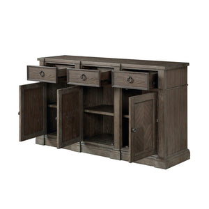 English Elm Classic Ash Veneer Buffet Server with Driftwood Gray Finish and Ample Dining Room Storage B011P474251