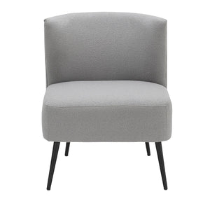 English Elm Fran Sherpa Slipper Chair in Light Grey Fabric with Black Metal Legs — Contemporary Cushioned Accent Seat B202P223533