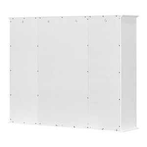 English Elm 36'' Mirror Cabinet with 3 Doors — Wall-Mounted Bathroom Storage Unit, MDF & Pine, Spacious Shelves White N725P346902K