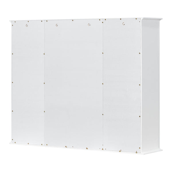 English Elm 36'' Mirror Cabinet with 3 Doors — Wall-Mounted Bathroom Storage Unit, MDF & Pine, Spacious Shelves White N725P346902K