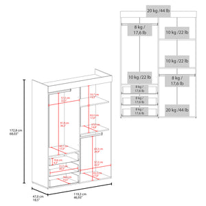 English Elm FM Laurens 4-Door Wardrobe with Drawers and Shelves for Bedroom Storage, Spacious Elegant Design White 66.54 L x 22.83 W x 3.54 H B128S00055