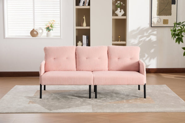 English Elm United We Win Corduroy Loveseat Plush Ergonomic Sofa with Spring Support Metal Legs Pink W1568P410044