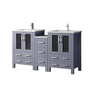 English Elm Dark Grey Double Bath Vanity Set With White Ceramic Top, Faucet, Ample Storage & Modern Design B2731S01167