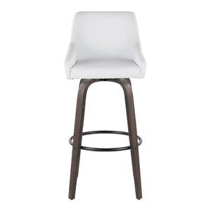 English Elm 30" Swivel Barstools Walnut Bentwood Gold Accents Faux Leather Kitchen Island Set B202S01919