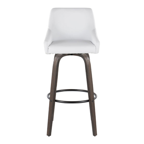 English Elm 30" Swivel Barstools Walnut Bentwood Gold Accents Faux Leather Kitchen Island Set B202S01919