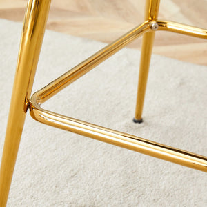 English Elm Two swivel bar stools set with breathable cotton-linen seats, 360° rotation, anti-rust electroplate frame Antique grey white W2920P281915