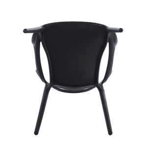 English Elm Pvc Sleek Matte Black Dining Chair Set of 4 for Kitchen Studio or Cafe Use W3766P436153