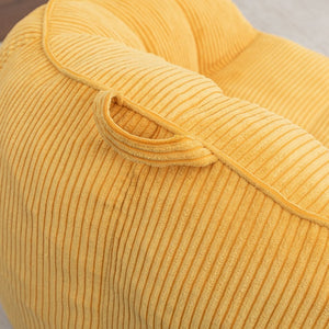 English Elm Giant Corduroy Bean Bag with Armrests Shredded Foam Lounge Chair for Living Room Yellow W2200P442626
