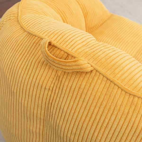 English Elm Giant Corduroy Bean Bag with Armrests Shredded Foam Lounge Chair for Living Room Yellow W2200P442626