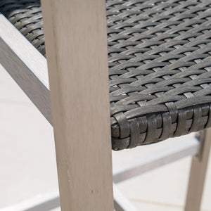 English Elm Christopher Knight Home® - Outdoor 5-Piece Aluminum Bar Set with Glass Top, Gray Wicker Seats, Rust-Resistant, Weatherproof Comfort 60011.00-4_60013.00