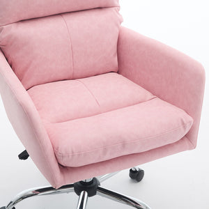 English Elm Artificial Pu Leather Office Chair Ergonomic Foam Cushion Adjustable Height Modern Desk Seat Pink W2311P409614